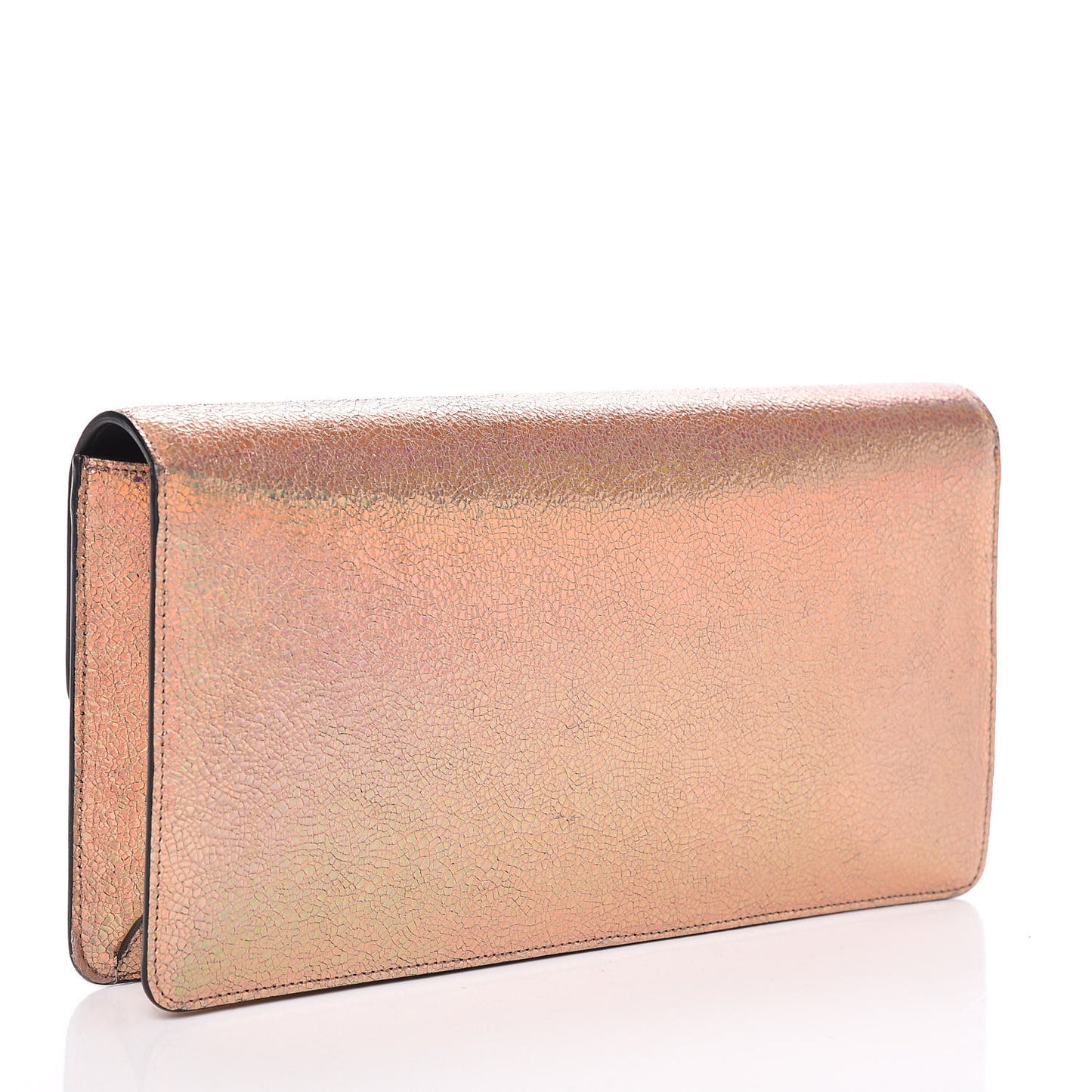 Metallic Crackled Calfskin 58 Clutch Fawn