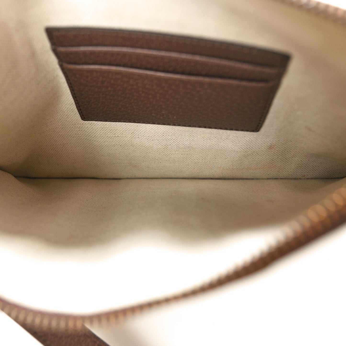 GG Supreme Monogram Web Ophidia Wristlet Pouch Brown