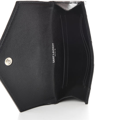 Saint Laurent Grain De Poudre Matelasse Chevron Small Monogram Envelope Wallet Black 6 of 6