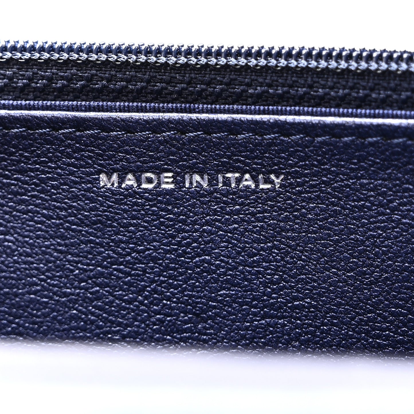 Metallic Sheepskin Chevron Quilted Vintage Mademoiselle Wallet On Chain WOC Navy