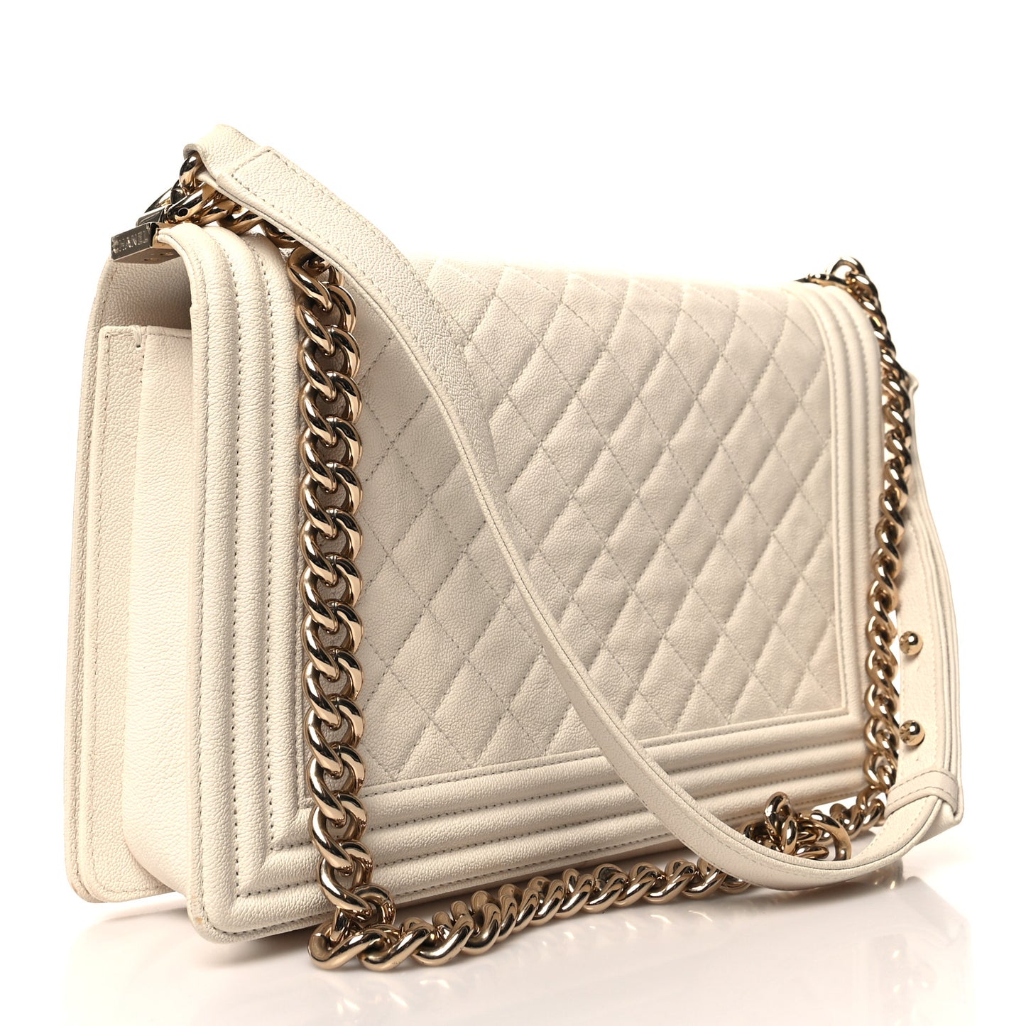 Caviar Quilted New Medium Boy Flap White