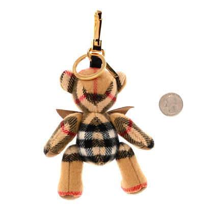 Burberry Cashmere Vintage Check Thomas Bear Bag Charm Antique Yellow 2 of 3