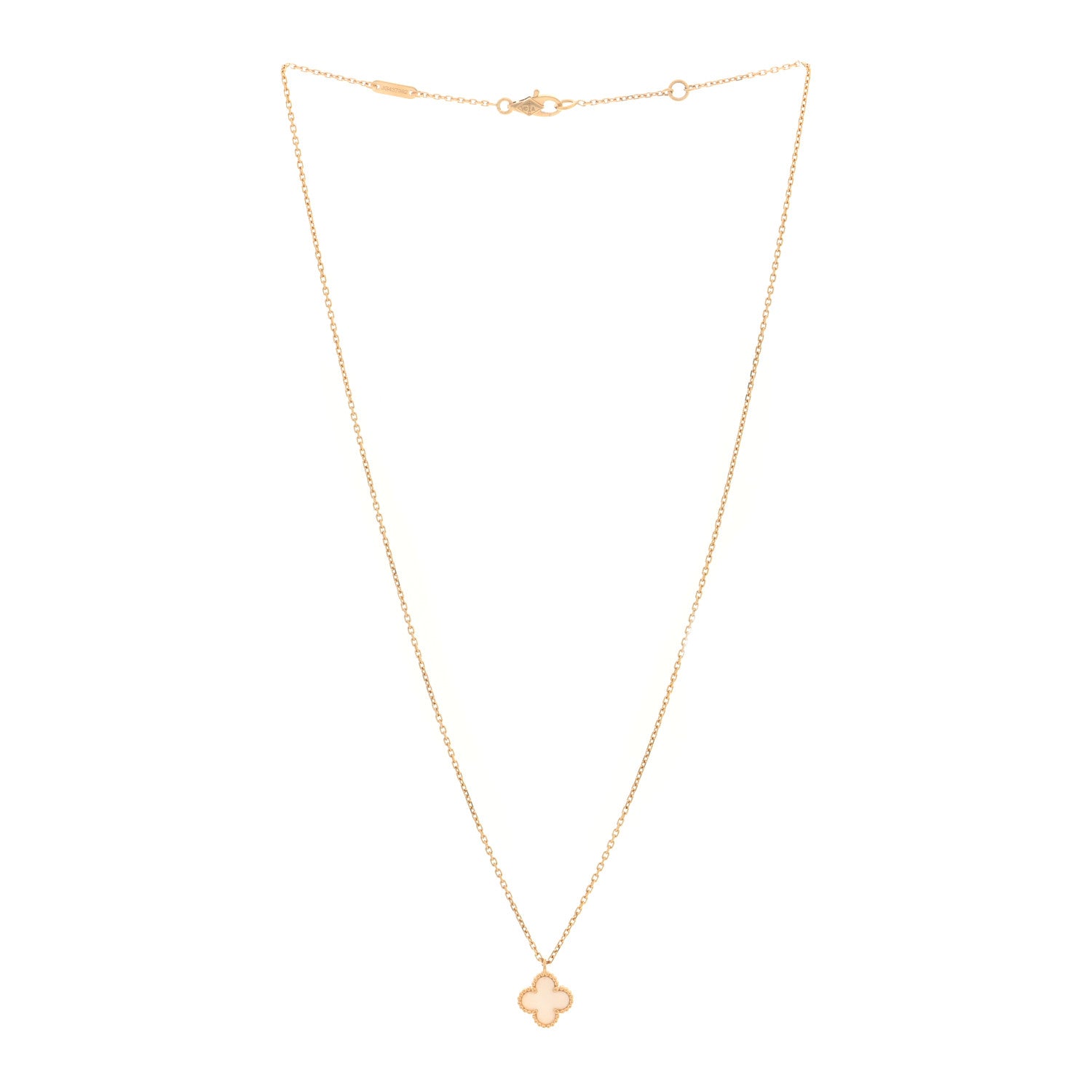 Van Cleef & Arpels 18K Yellow Gold Mother of Pearl Sweet Alhambra Pendant Necklace 3 of 4