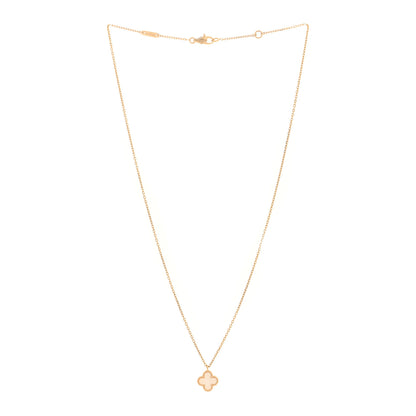 Van Cleef & Arpels 18K Yellow Gold Mother of Pearl Sweet Alhambra Pendant Necklace 3 of 4