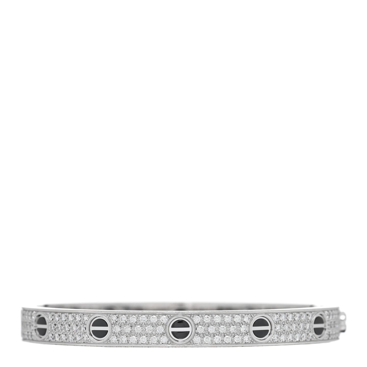 18K White Gold Diamond Ceramic LOVE Paved Bracelet 17