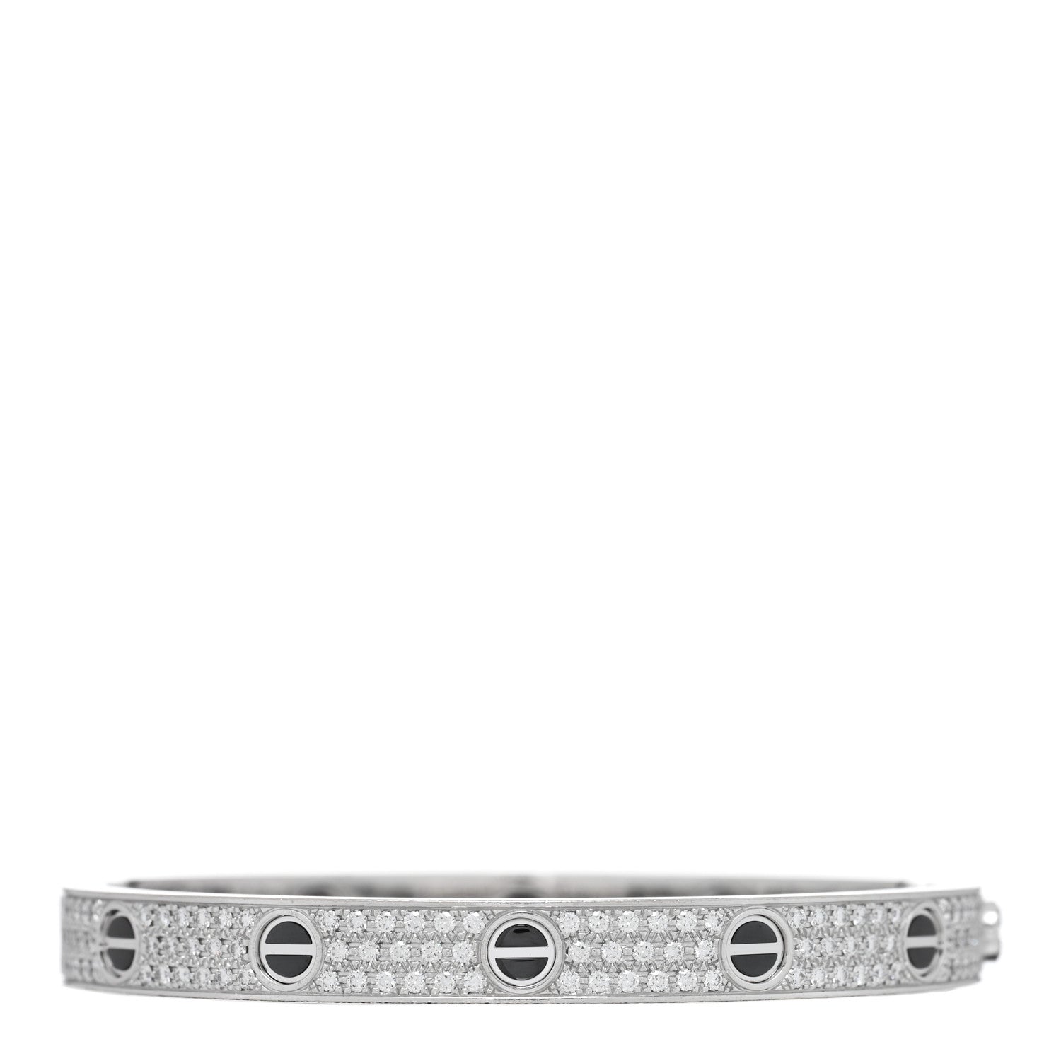 Cartier 18K White Gold Diamond Ceramic LOVE Paved Bracelet 17 2 of 3