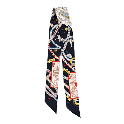 Hermes Silk Dame de Coeur Twilly Black Rouge Or 2 of 4