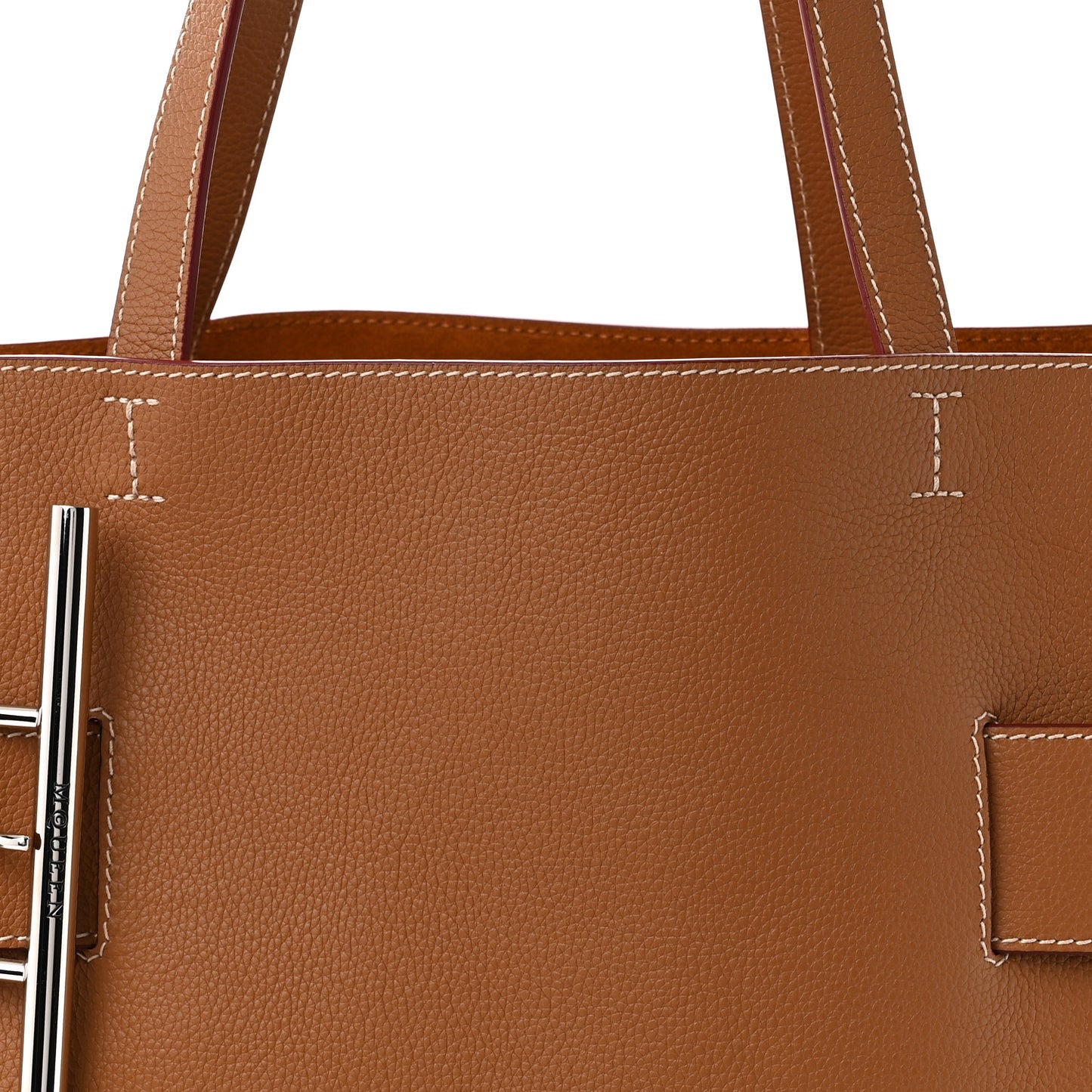 Grained Calfskin Large T-Bar Sling Tote  Tan
