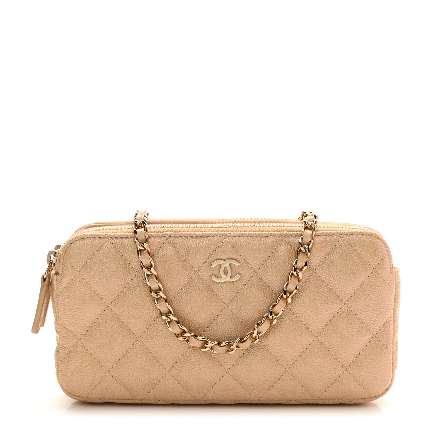 Chanel Iridescent Caviar Quilted Small Clutch With Chain Beige 1 of 10