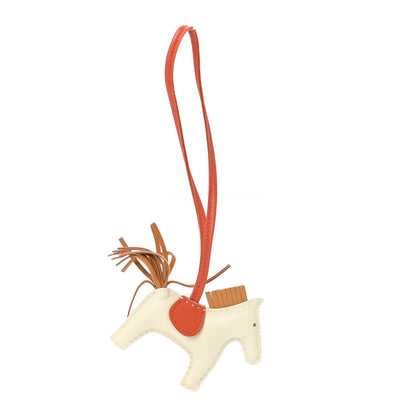 Hermes Milo Lambskin Grigri Rodeo Horse Bag Charm PM Craie Sesame Cornaline 1 of 4