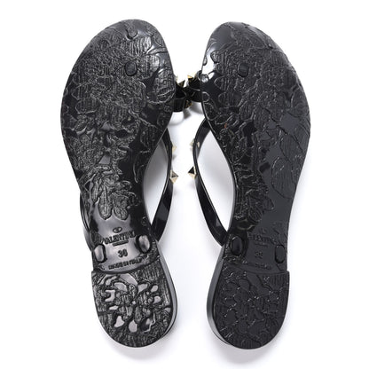Valentino Garavani PVC Jelly Rockstud Bow Thong Sandals 36 Black 7 of 9