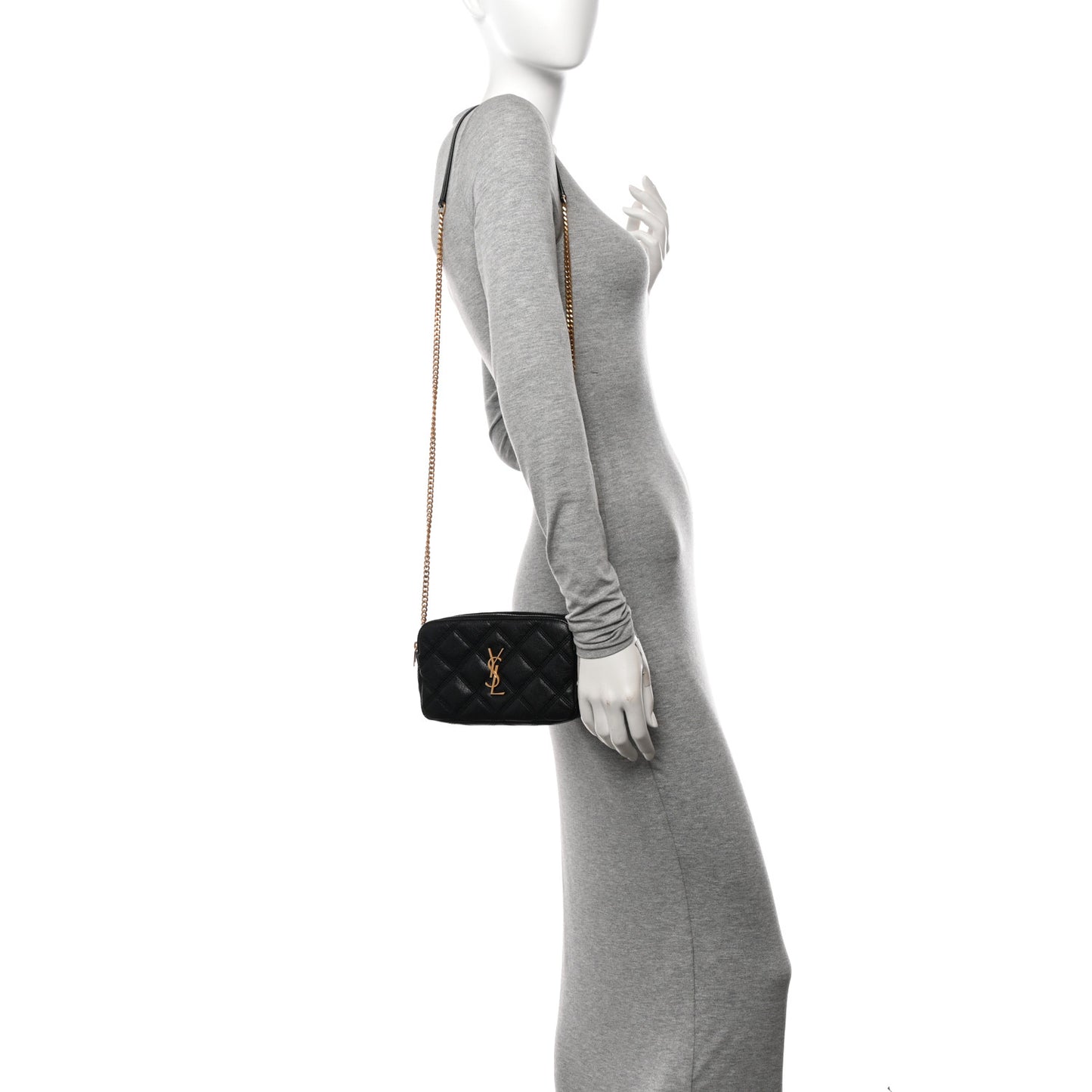 Grained Lambskin Quilted Mini Becky Double Zip Bag Black