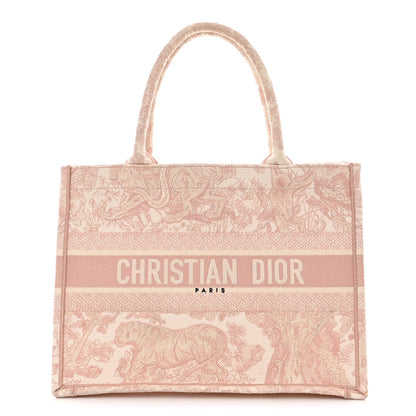 Christian Dior Canvas Toile De Jouy Embroidered Medium Book Tote Pink 1 of 10