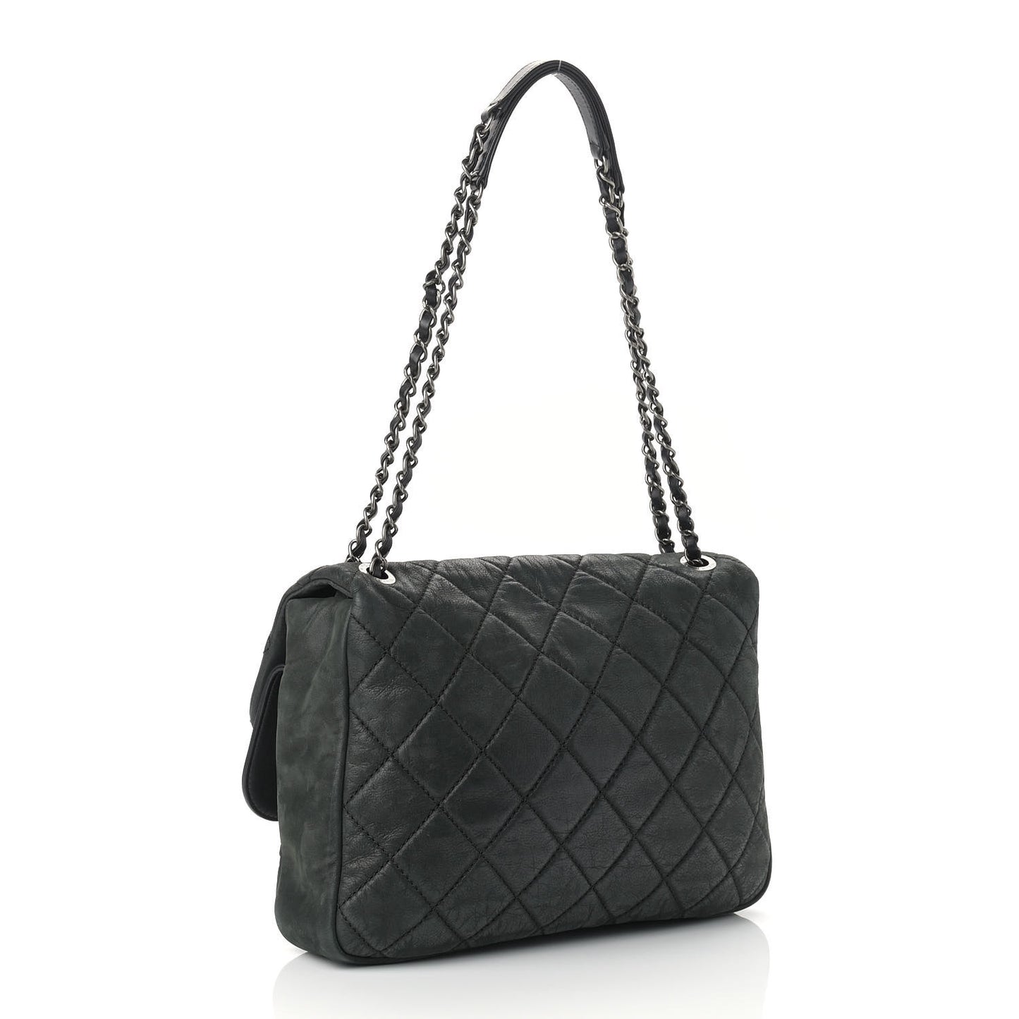 Iridescent Calfskin Jumbo In the Mix Double Flap Black