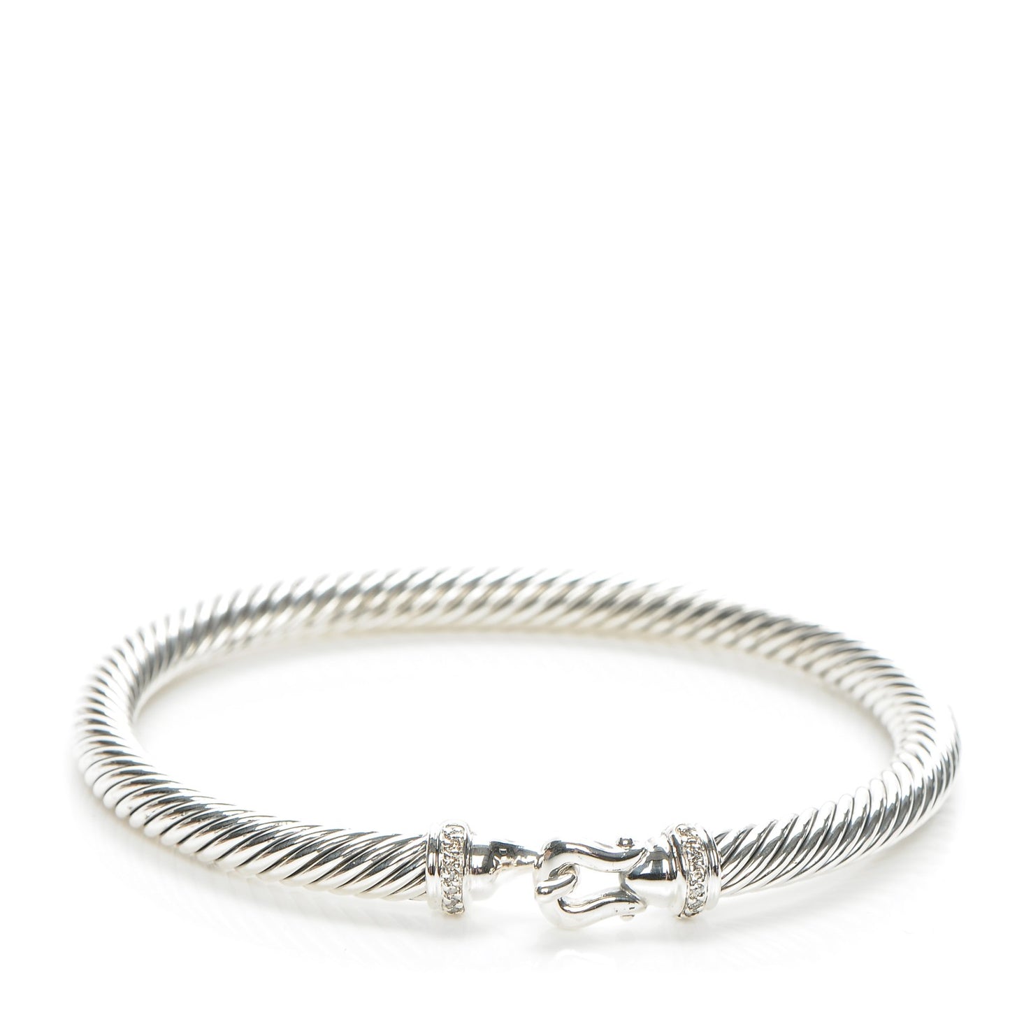 Sterling Silver Diamond 5mm Cable Buckle Bracelet