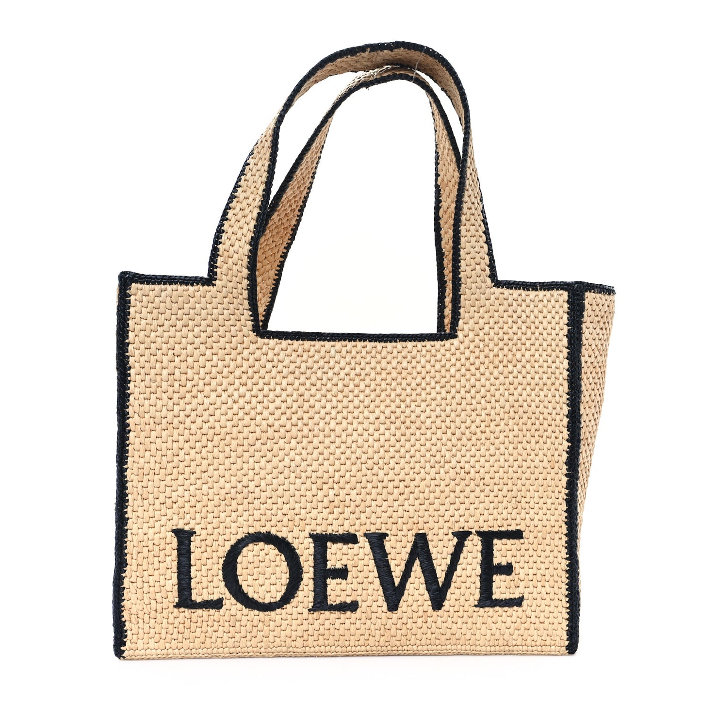 Raffia Large Paula's Ibiza Logo Tote Natural Tan