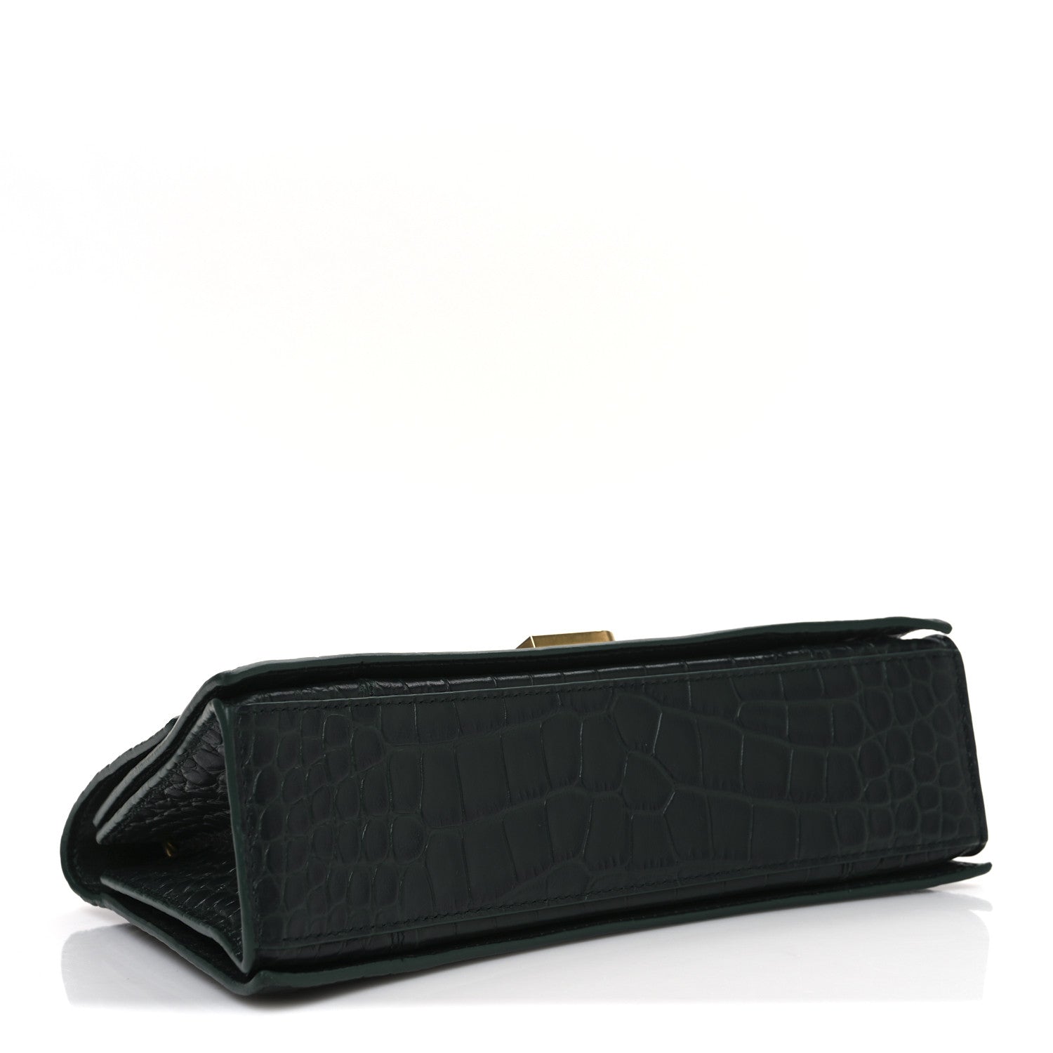 Balenciaga Extra Supple Calfskin Crocodile Embossed Small Crush Chain Bag Dark Green Bottle 4 of 10