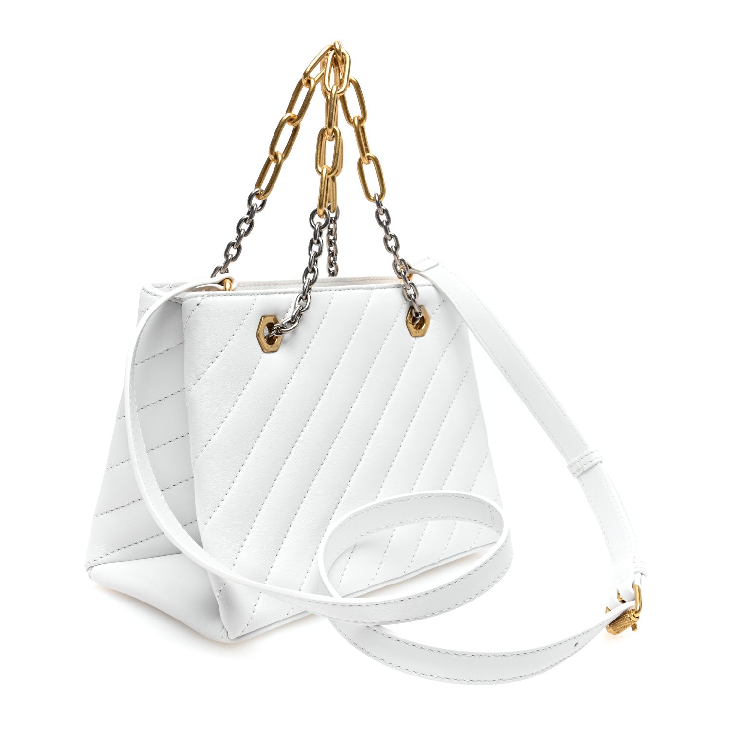 Off-White Calfskin Diagonal Quilted Jackhammer 25 Tote White 3 of 10