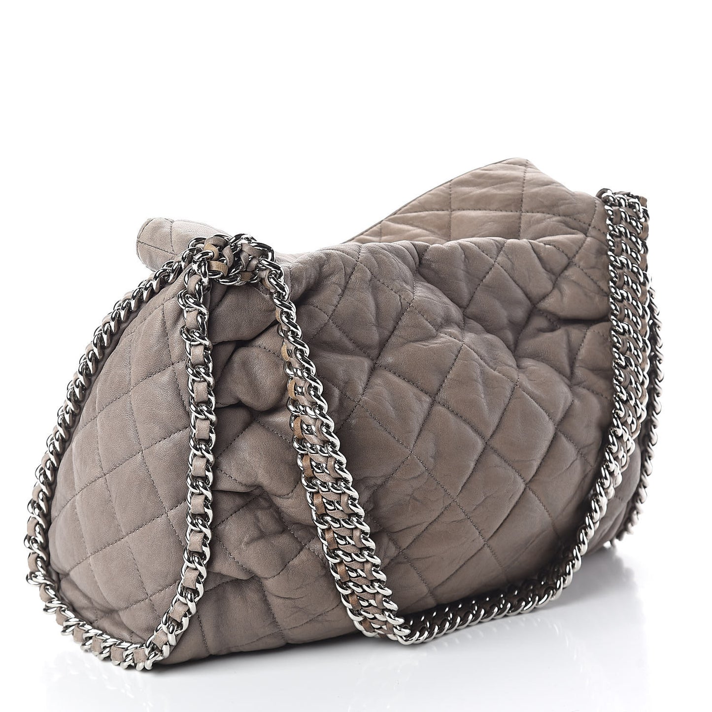 Washed Lambskin Chain Around Hobo Taupe