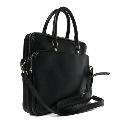 Salvatore Ferragamo Calfskin Zip Around Briefcase Black 3 of 10