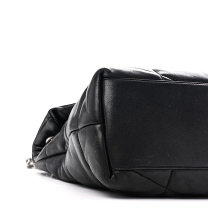 Saint Laurent Lambskin Quilted Medium Loulou Puffer Monogram Chain Satchel Black 9 of 11