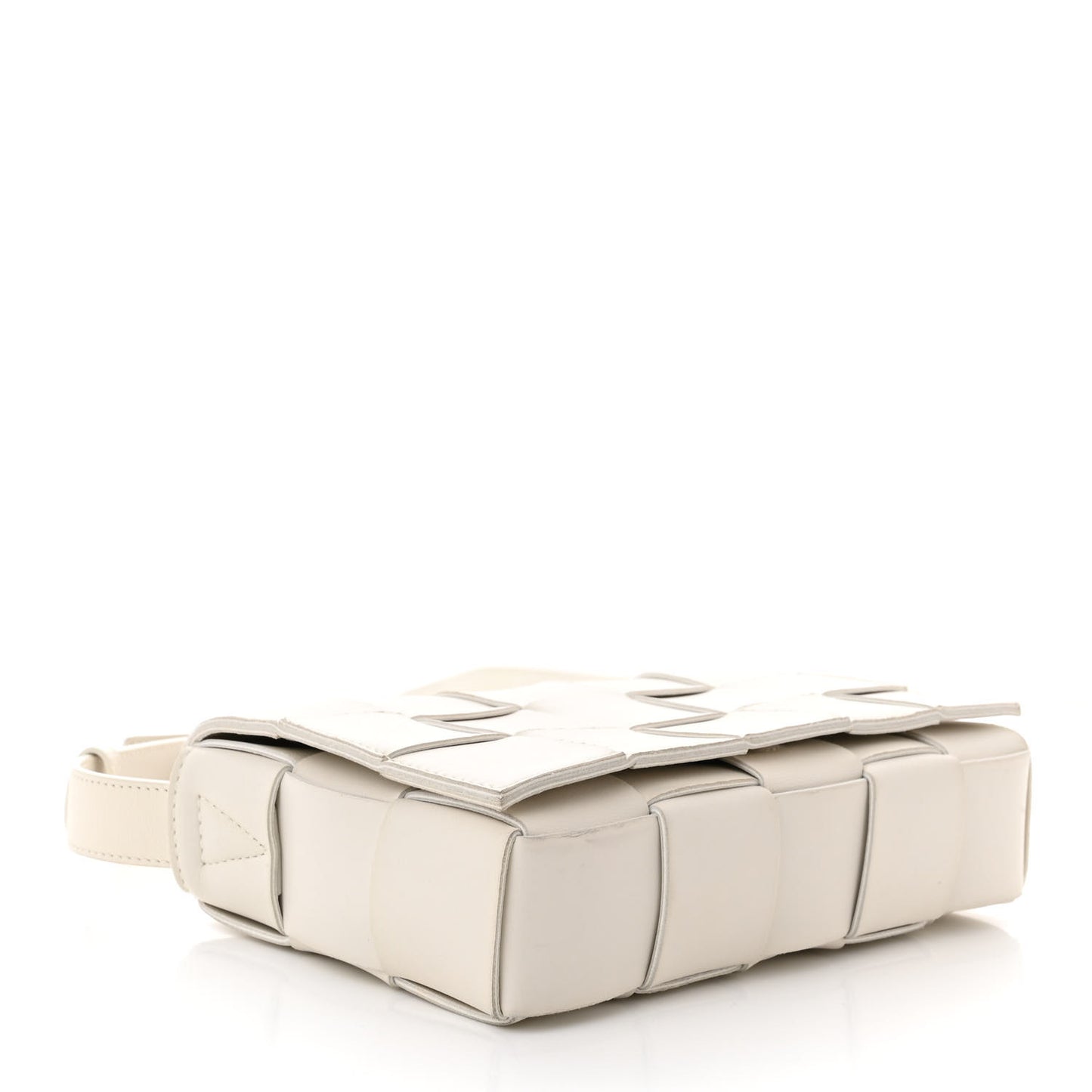 Lambskin Maxi Intrecciato Cassette Crossbody Bag White