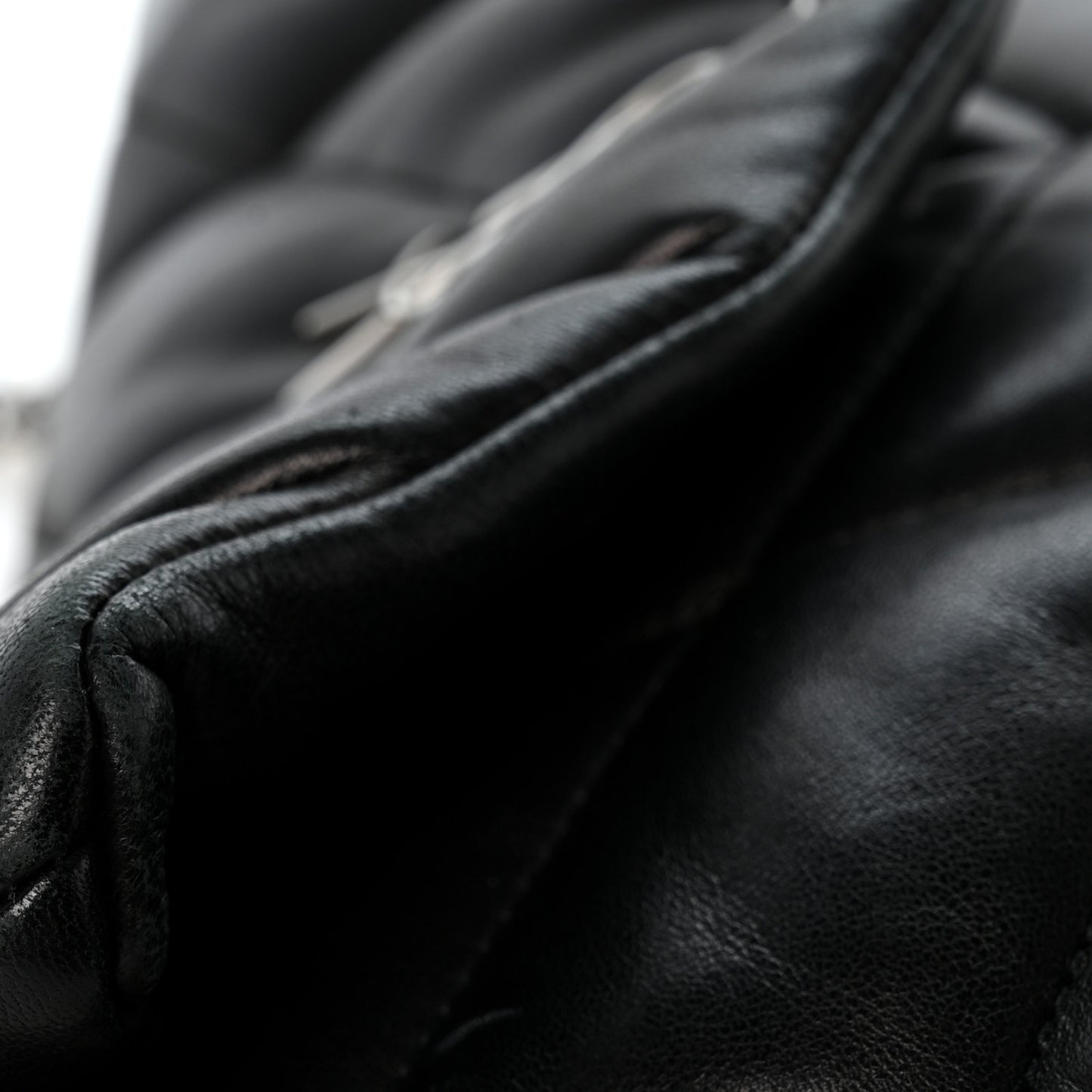 Lambskin Quilted Toy Loulou Puffer Monogram Chain Satchel Black