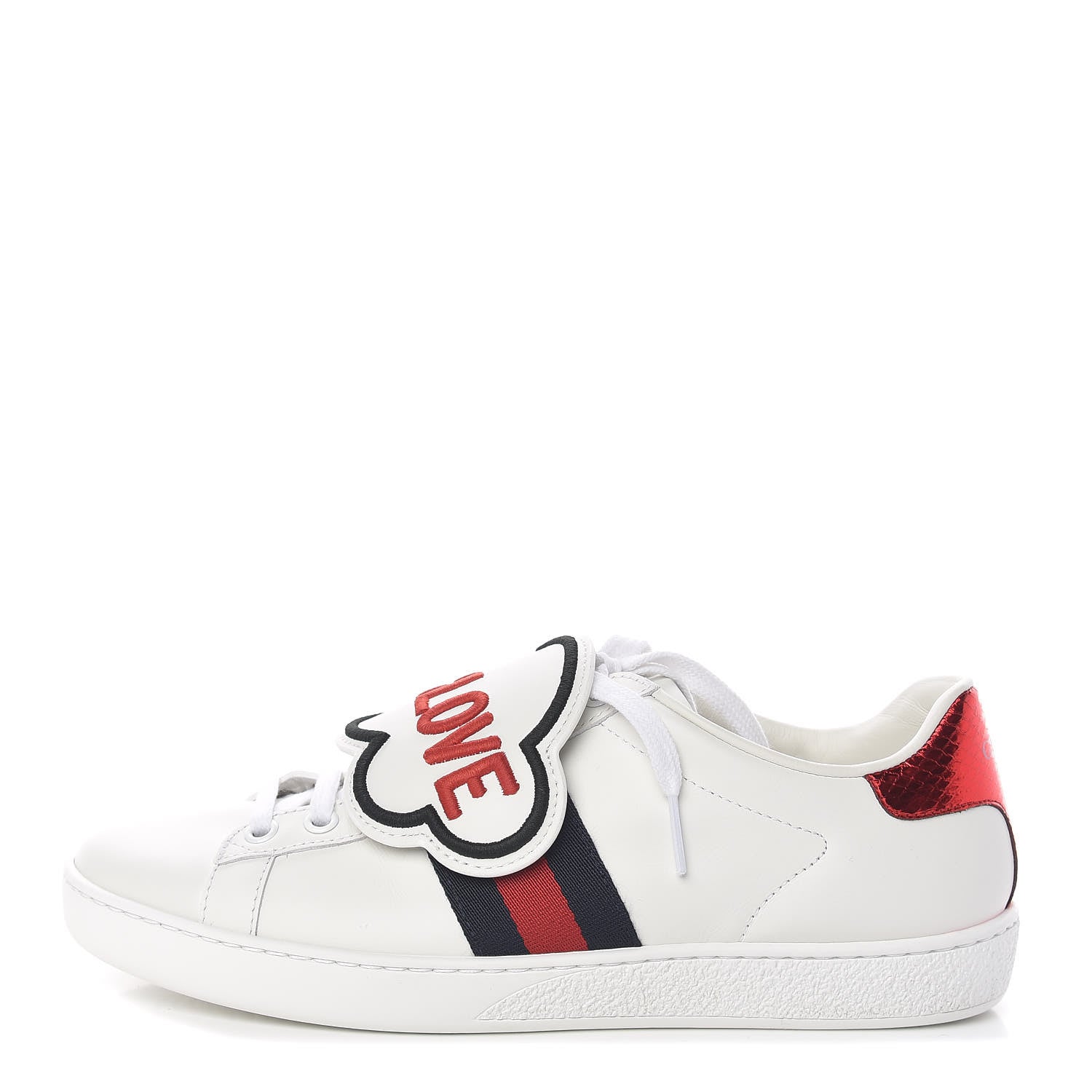 Gucci Calfskin Ayers Blind For Love Embroidered Womens Ace Sneakers 36.5 White 1 of 12