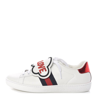 Gucci Calfskin Ayers Blind For Love Embroidered Womens Ace Sneakers 36.5 White 1 of 12