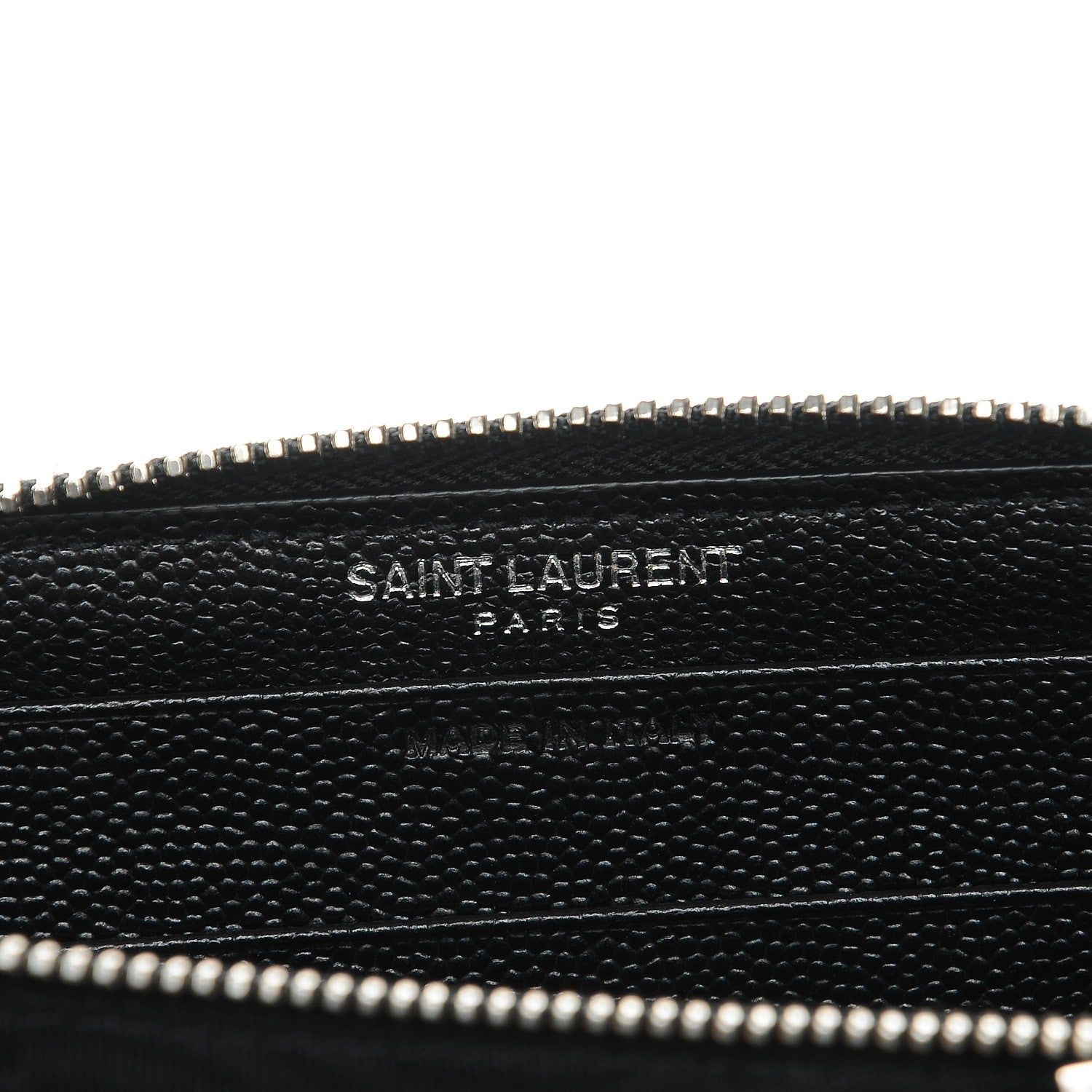 Saint Laurent Grain De Poudre Matelasse Chevron Monogram Zip Around Wallet Black 6 of 7