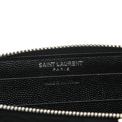 Saint Laurent Grain De Poudre Matelasse Chevron Monogram Zip Around Wallet Black 6 of 7