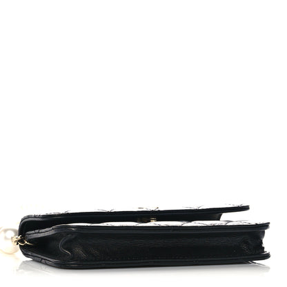 Chanel Calfskin Quilted Maxi Pearls Clutch With Chain Black 4 of 9