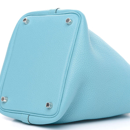 Hermes Taurillon Clemence Picotin Lock 18 PM Bleu Atoll 6 of 9