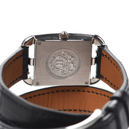 Hermes Stainless Steel Alligator 23mm Cape Cod Double Tour Quartz Watch Noir 4 of 5