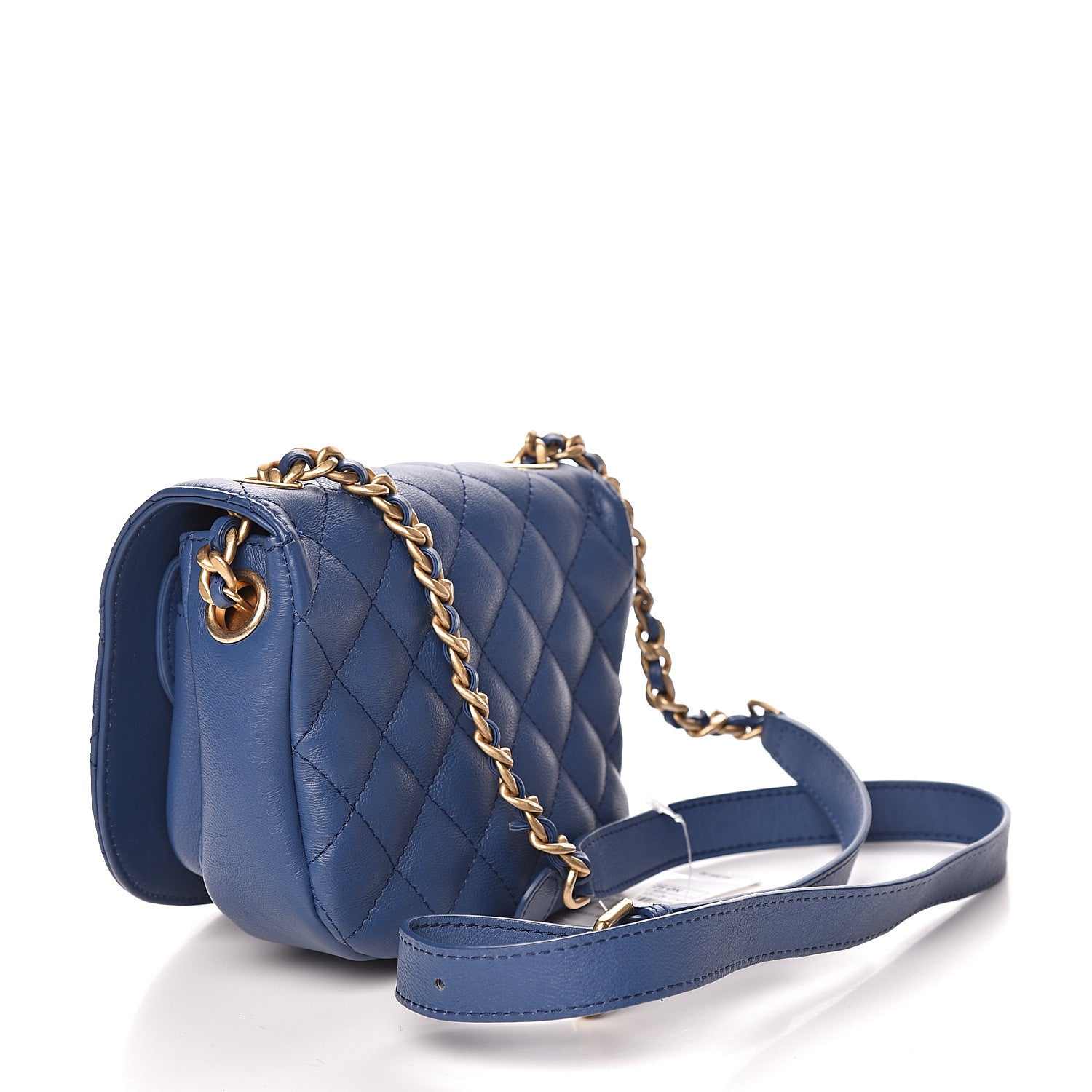 Chanel Calfskin Quilted Small Messenger Flap Blue 3 of 11