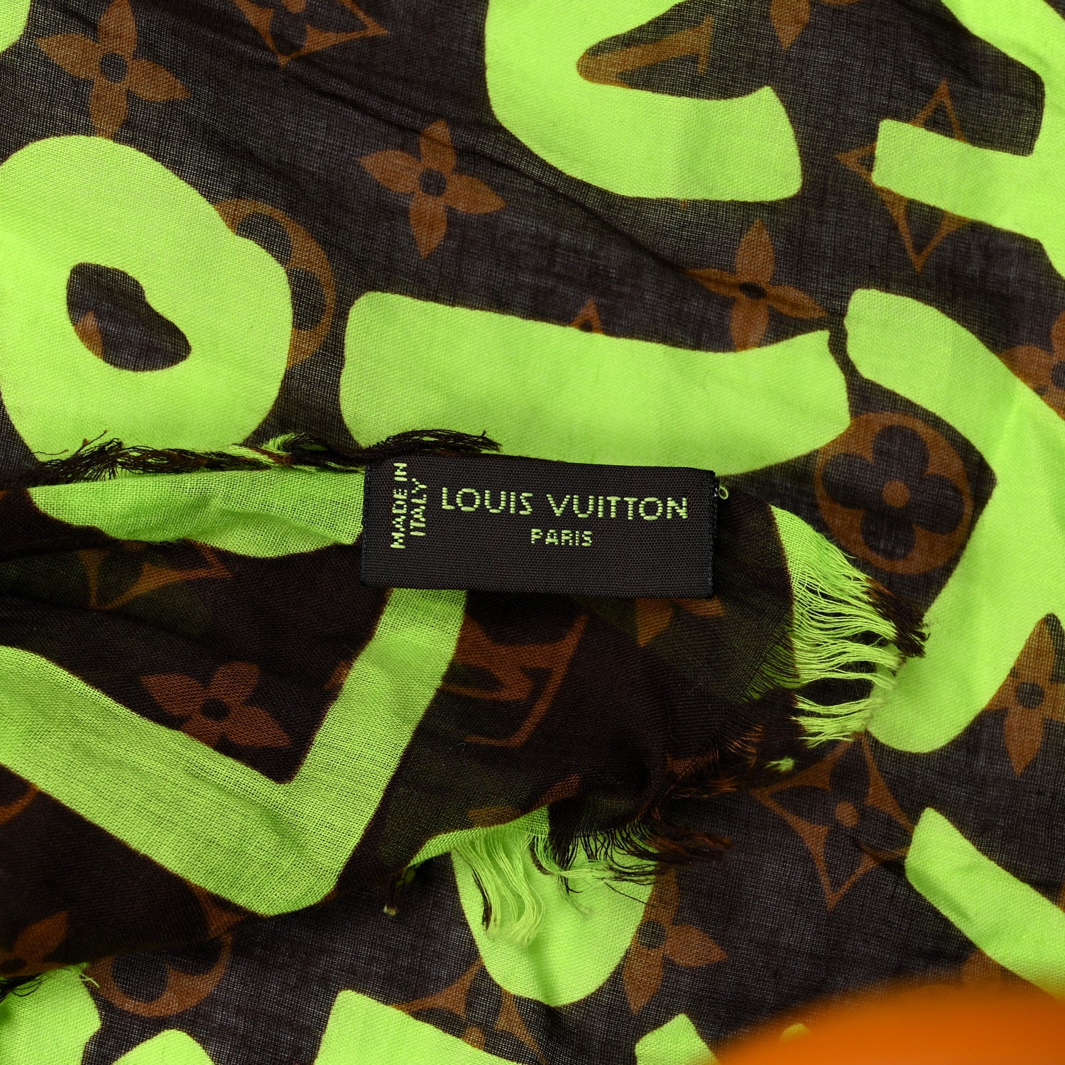 Louis Vuitton Cotton Graffiti Pareo Green 3 of 3