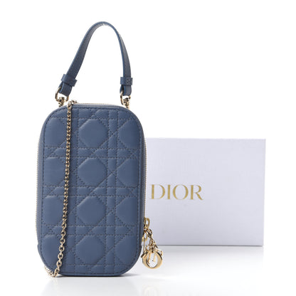 Christian Dior Lambskin Cannage Lady Dior Phone Holder Denim Blue 11 of 11
