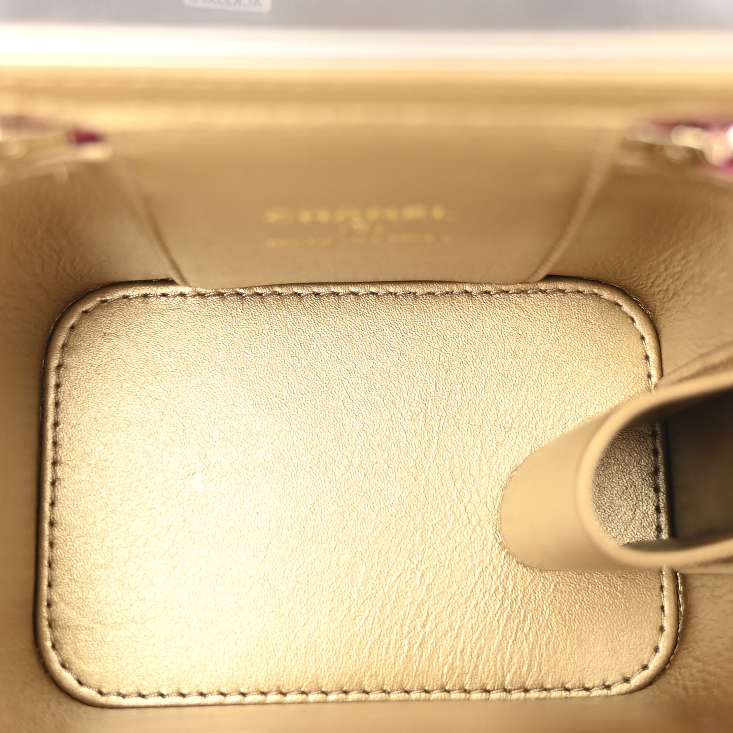 Lambskin Quilted Pearl Crush Mini Vanity Case With Chain Pink