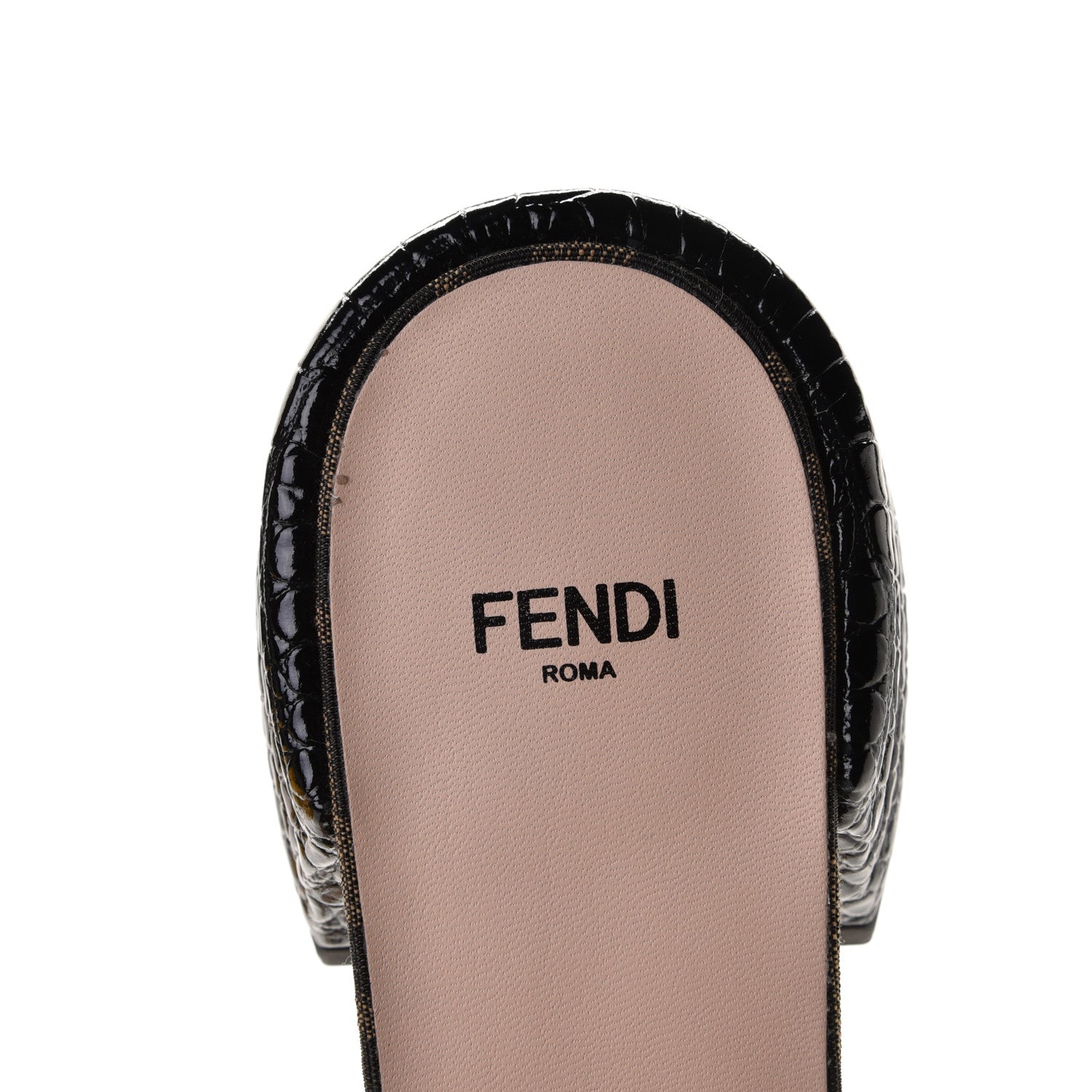 Fendi Jacquard Calfskin FF Crocodile Embossed Promenade Slide Sandals 38.5 Tobacco Moro Black 12 of 17