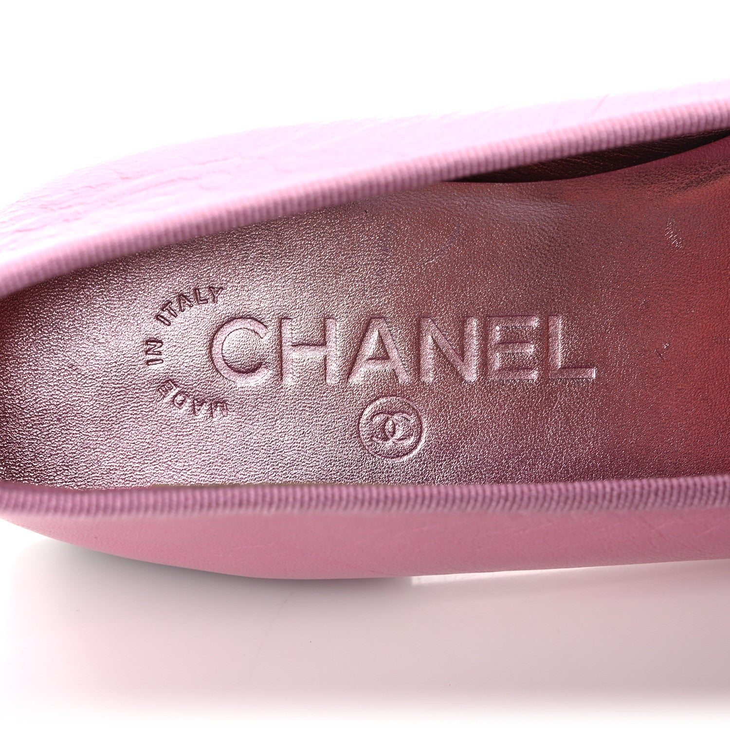 Chanel Laminated Crumpled Lambskin Cap Toe CC Ballerina Flats 36.5 Pink Black 7 of 8