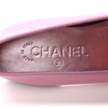 Chanel Laminated Crumpled Lambskin Cap Toe CC Ballerina Flats 36.5 Pink Black 7 of 8