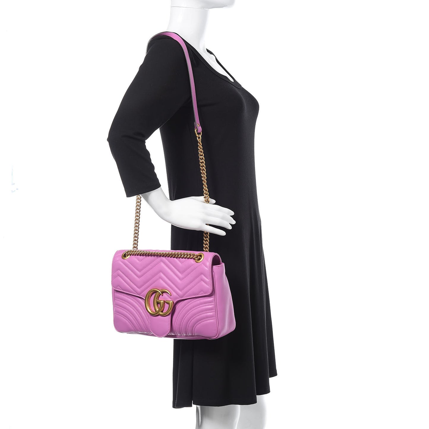 Calfskin Matelasse Medium GG Marmont Shoulder Bag Candy Mousse