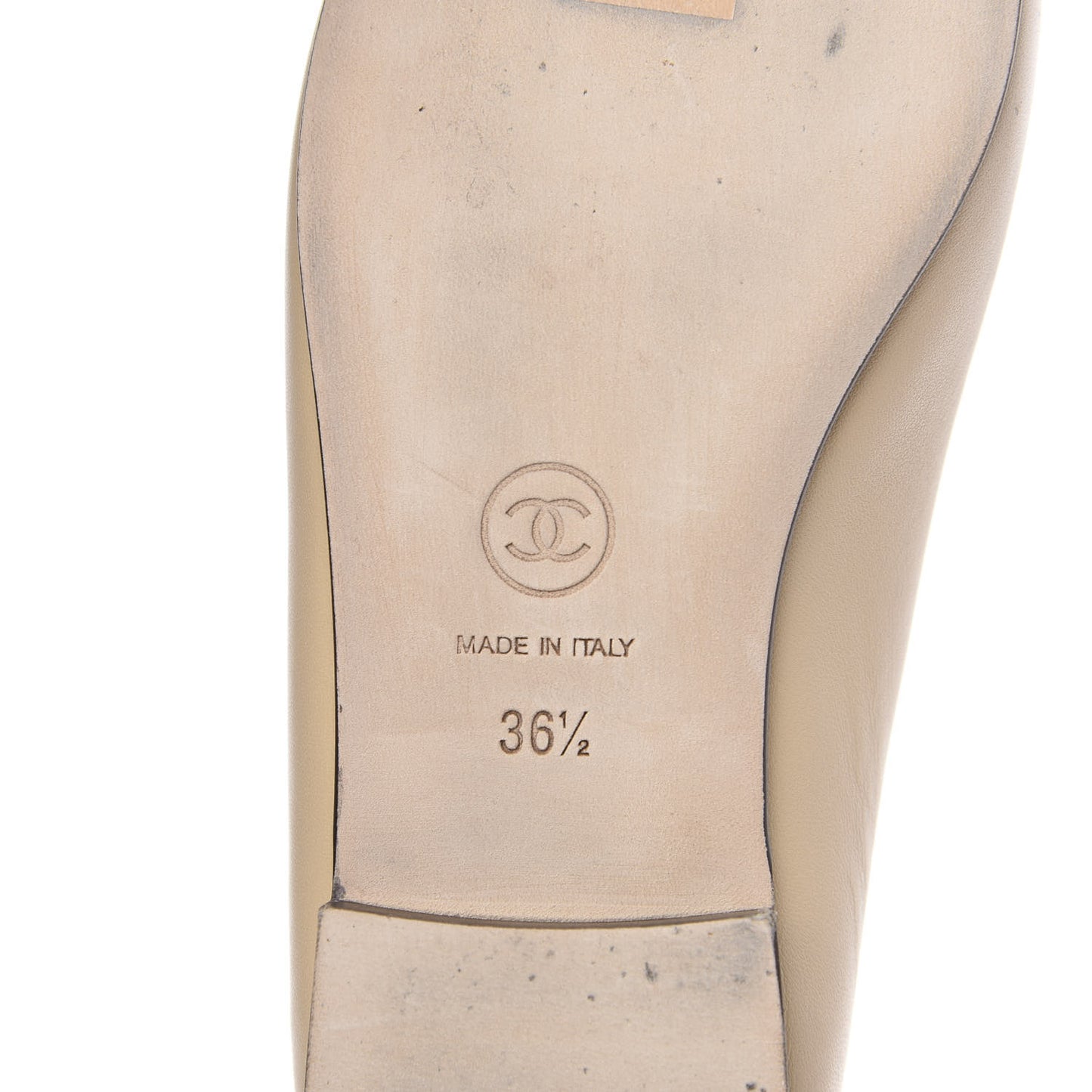Lambskin Cap Toe CC Ballerina Flats 36.5 Beige Black