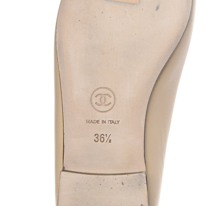 Chanel Lambskin Cap Toe CC Ballerina Flats 36.5 Beige Black 8 of 9