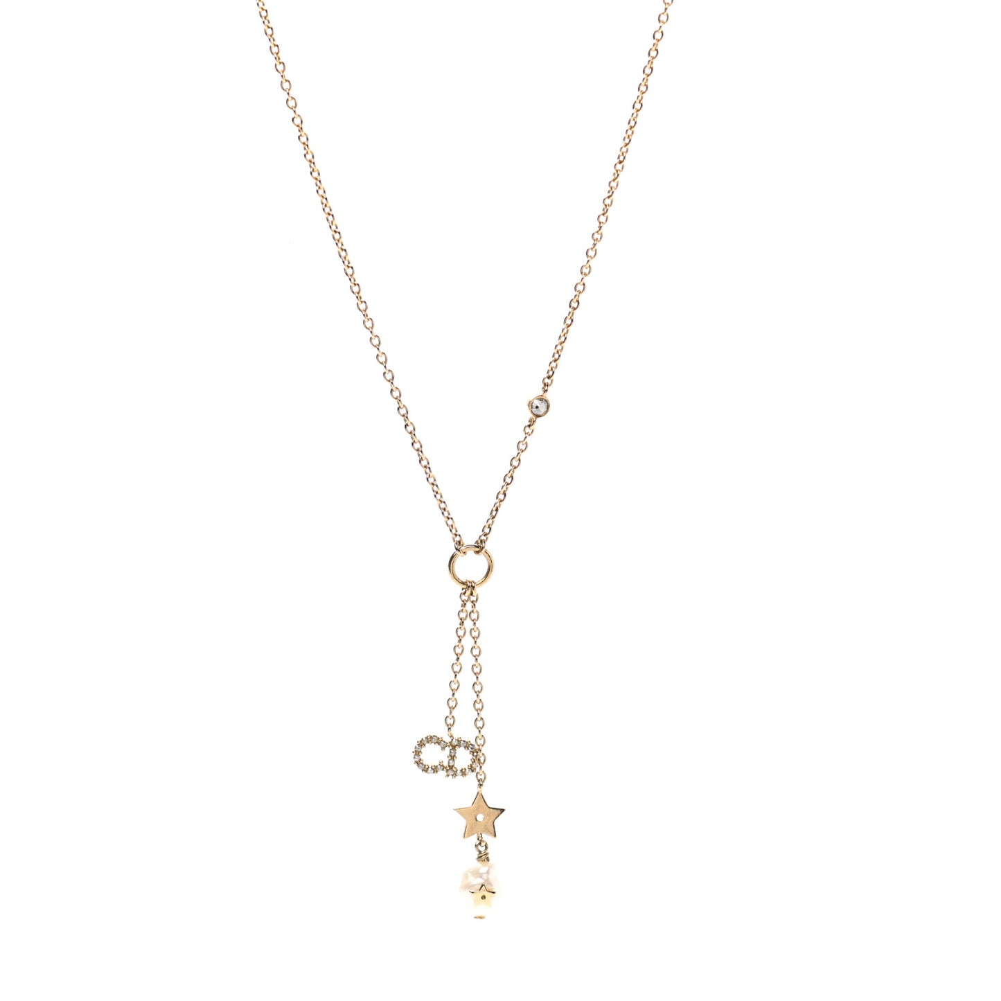 Crystal Pearl CD Shiny-D Tribal Long Necklace Gold