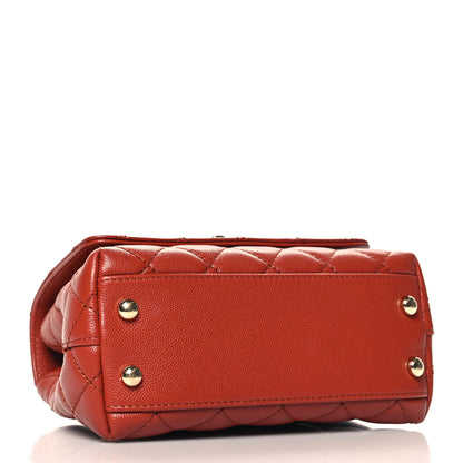 Chanel Caviar Quilted Extra Mini Coco Handle Flap Dark Orange 4 of 12