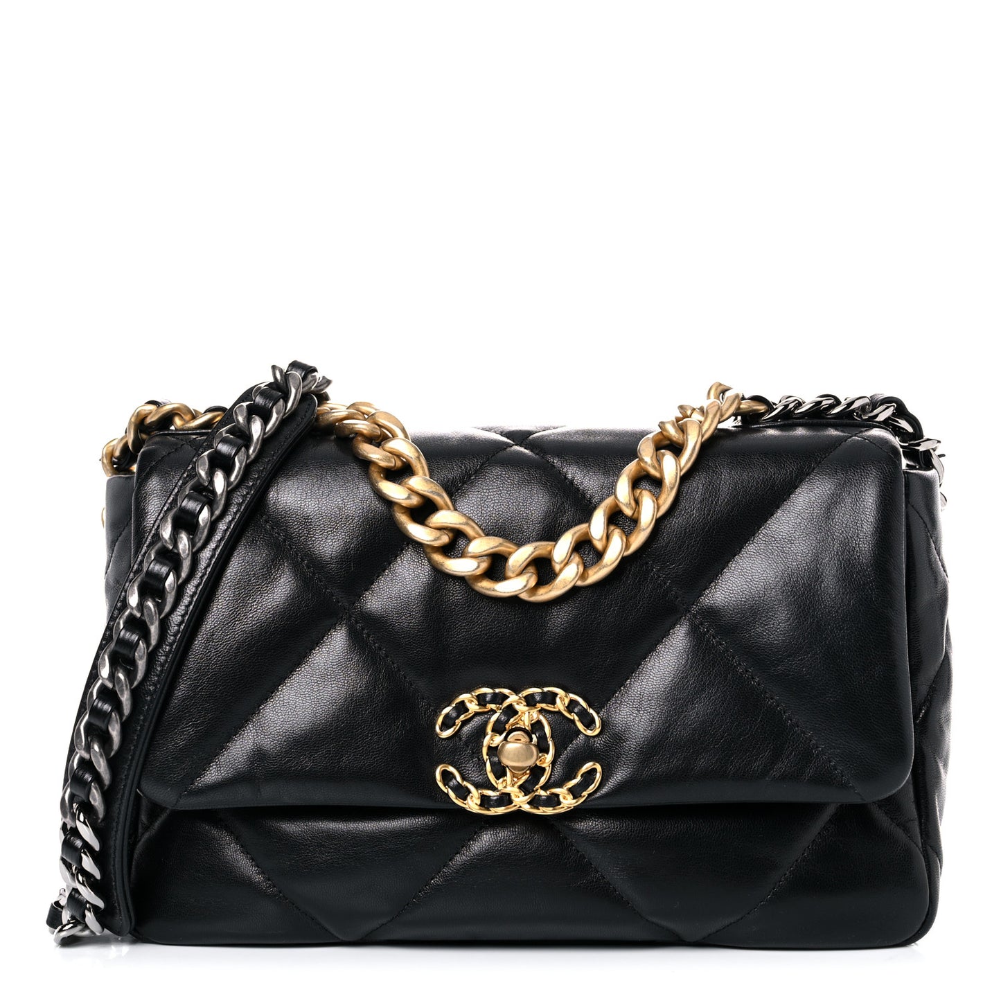 Lambskin Quilted Medium Chanel 19 Flap Black