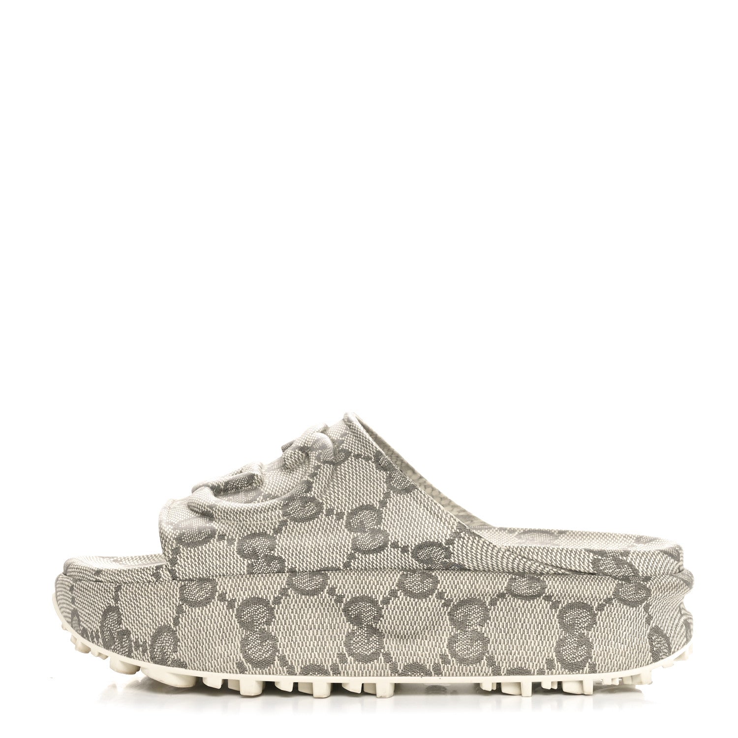 Gucci Cubic Rubber GG Monogram Womens Interlocking G Platform 42mm Slide Sandals 39 Beige Ebony 1 of 7