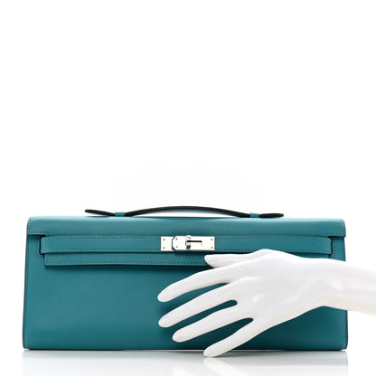 Hermes Swift Kelly Cut Clutch Pochette Turquoise 2 of 9