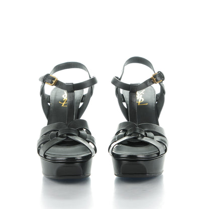 Saint Laurent Calfskin Tribute 75 Platform Sandals 38.5 Black 2 of 8